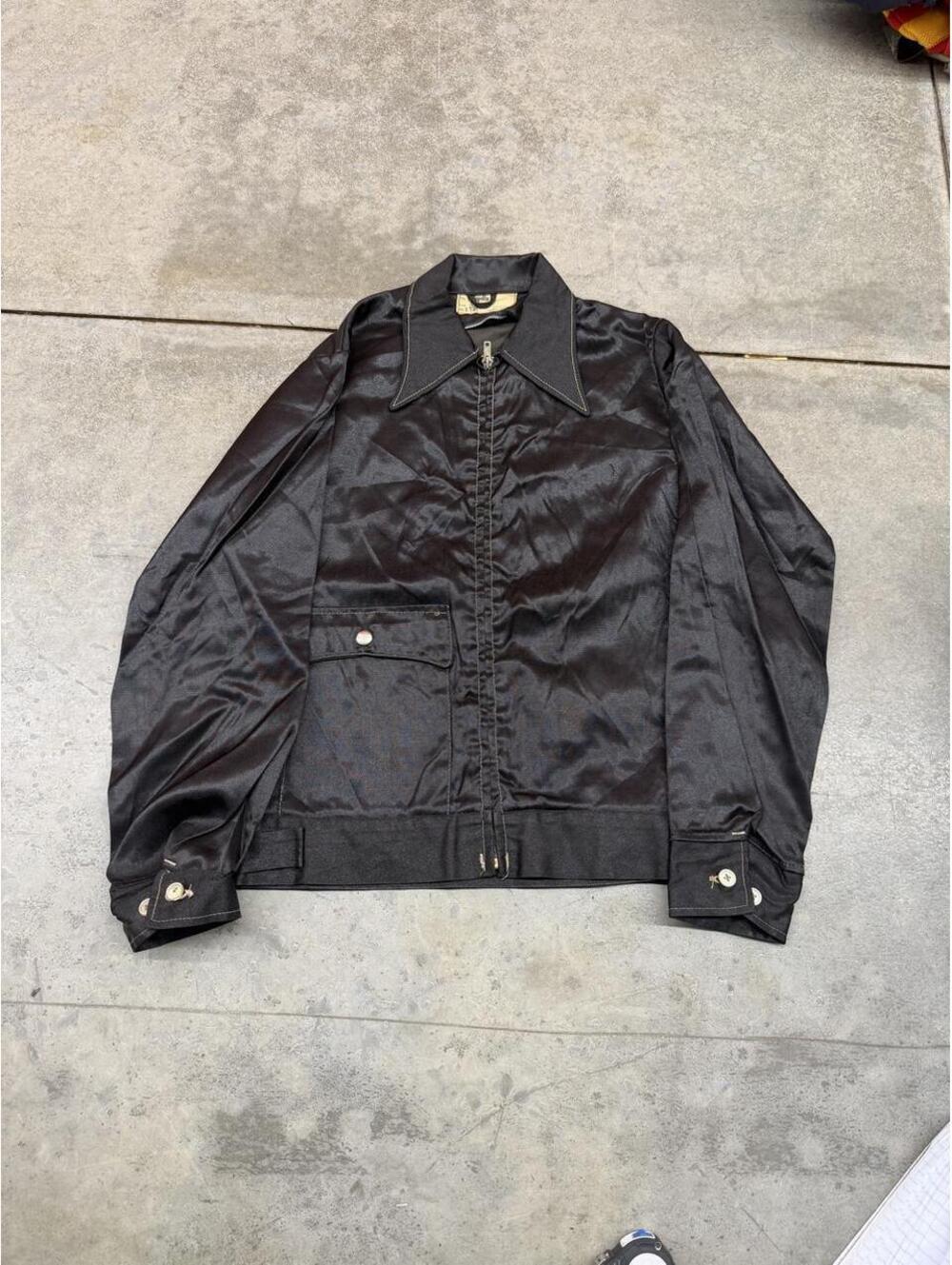 vintage angelica made in usa black zip up bomber jacket size xs